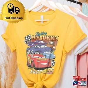 Disney Pixar Cars Lightning McQueen Palm Tree Sunset Retro Race Fan T-Shirt